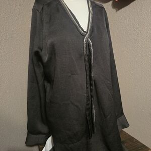 Chico's Black Open-Front Blazer with Silver Trim